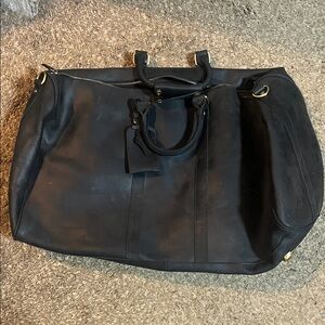 Leathario Black Leather Men's Bag